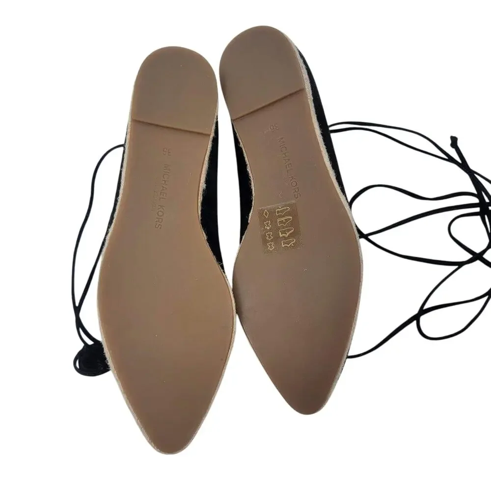 NEW Michael Kors collection cadence lace up flats black pointed toe size 6